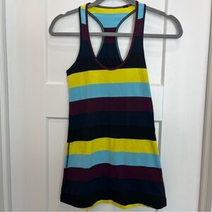 Lululemon Cool Racerback Tank Pow Stripe Split Pea/Plum/Inkwell Women Size 4 (?)